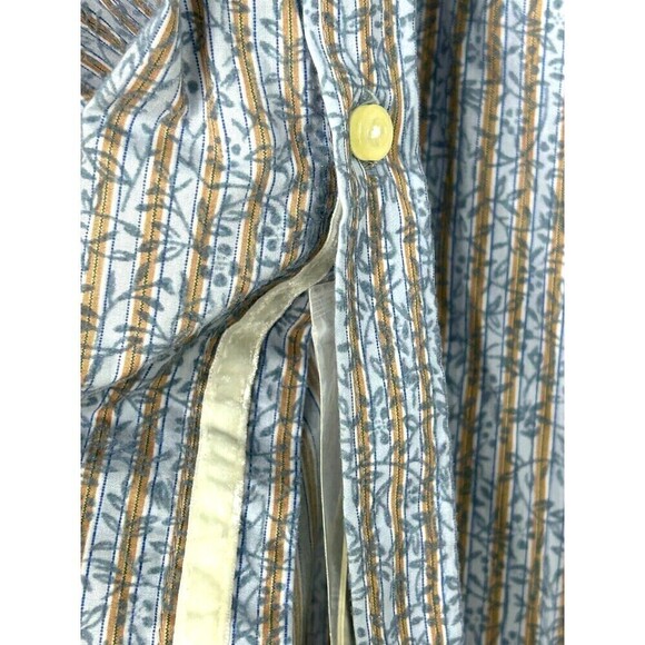 Pronto Uomo Men XXL Blue Tan Shirt Striped Floral Cotton Long Sleeve Button Up H - Picture 9 of 12